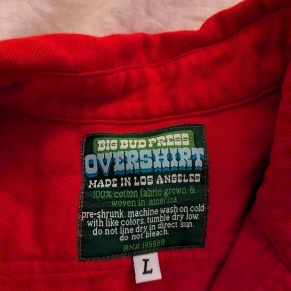 Flannel Overshirt (Mustang Red), L Large - Picture 5 of 7